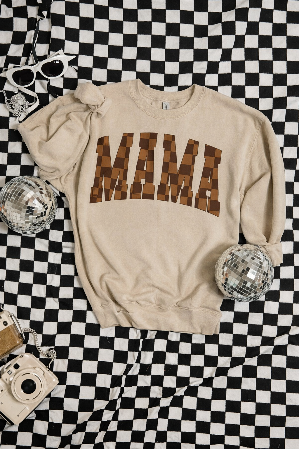 Mama Checkered Crewneck Sweatshirt