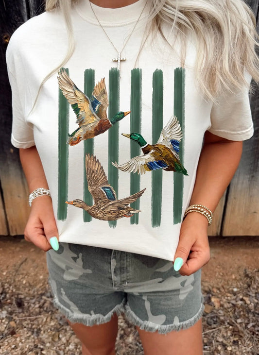 Mallard Stripes Printed Graphic Tee
